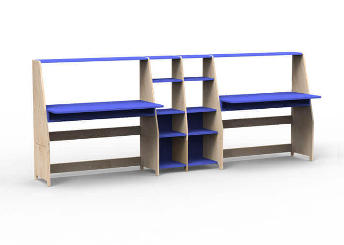 Bureau double avec double étagère - asymetry...