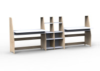 Bureau double avec double étagère - asymetry par mathy by bols
