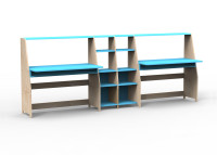 Bureau double avec double étagère - asymetry par mathy by bols
