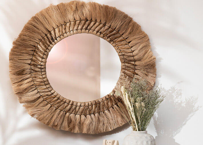 Miroir d'exception en fibres naturelles -...