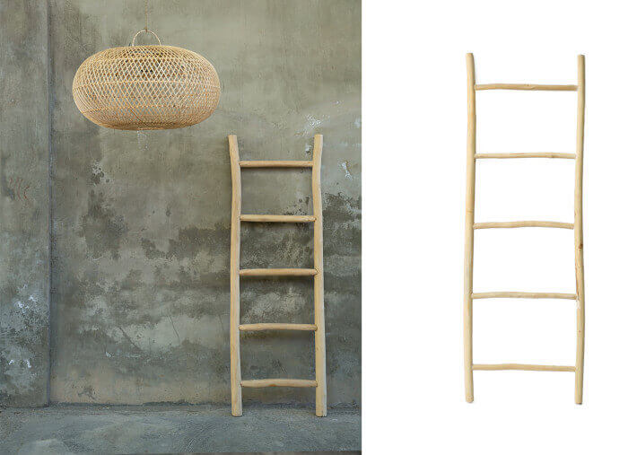 Echelle de rangement tendance en teck naturel -...