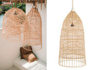 Abat-jour design forme cage en rotin  45x90 - Elba L par Bazar Bizar