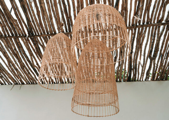 Abat-jour design forme cage en rotin  45x90 -...