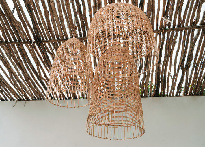 Abat-jour pour lampe suspendue en rotin -...