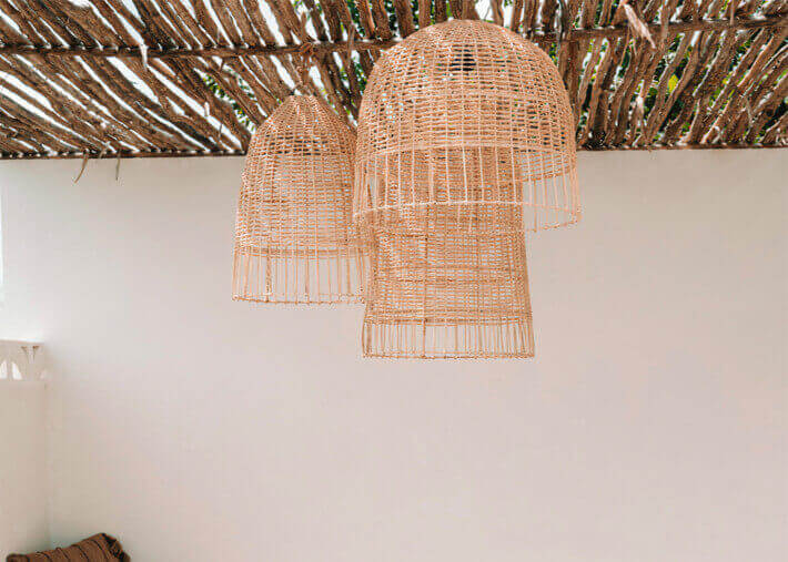 Abat-jour pour lampe suspendue en rotin -...