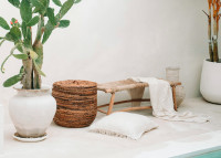 Housse de coussin carre crème à franges - Oh My Gee Bazar Bizar