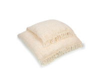 Housse de coussin carre crème à franges - Oh My Gee Bazar Bizar