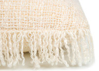 Housse de coussin carre crème à franges - Oh My Gee Bazar Bizar