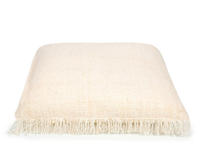 Housse de coussin carre crème à franges - Oh My...