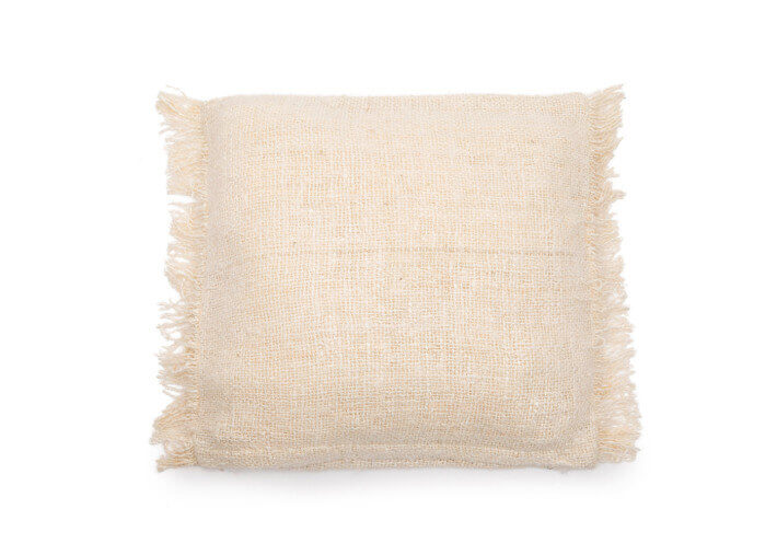 Housse de coussin carre crème à franges - Oh My...