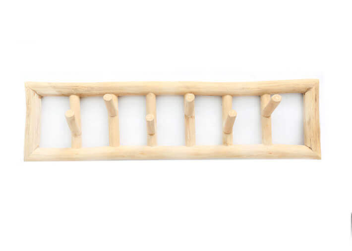 Patère portemanteau en bois de teck design -...
