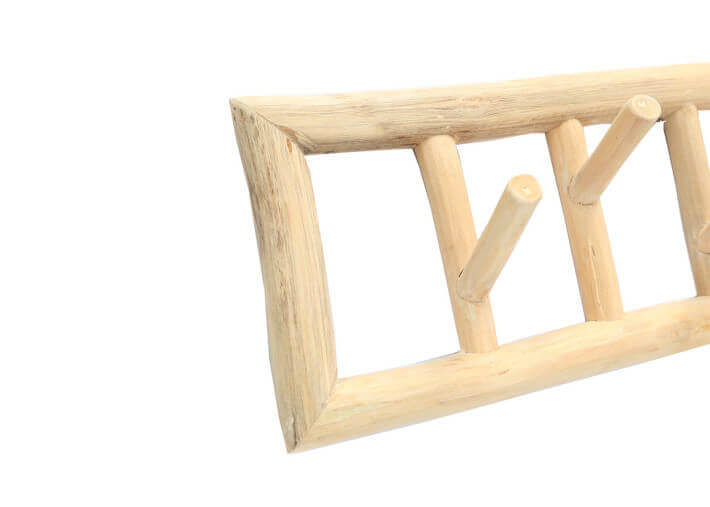 Patère portemanteau en bois de teck design -...