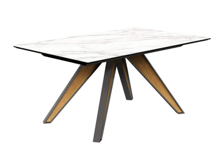 Table céramique pieds métal-bois fixe ou...