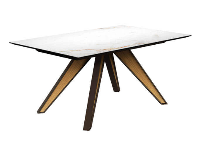Table céramique pieds métal-bois fixe ou...