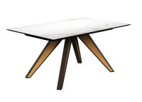 Table céramique pieds métal-bois fixe ou extensible Halo Bois Cancio
