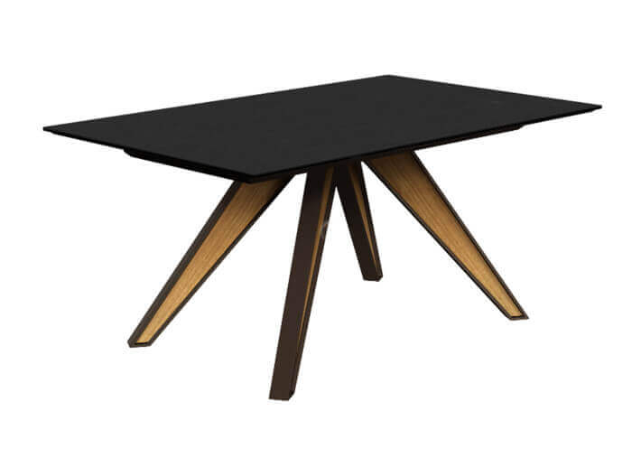 Table céramique pieds métal-bois fixe ou...