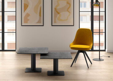 TABLE BASSE FORME RONDE OU CARREE EN CERAMIQUE 10 COULEURS ET PIEDS ACIER LAQUE - IBERO MINI PAR CANCIO 2