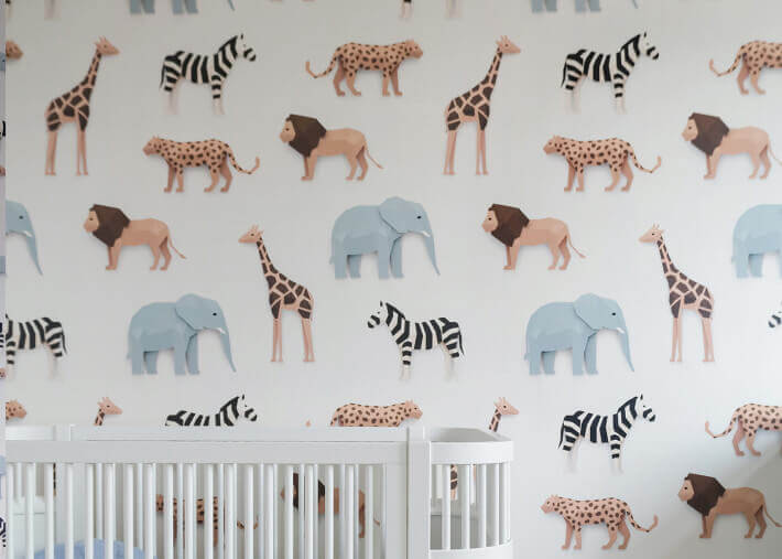 Papier-peint original style jungle motif safari...
