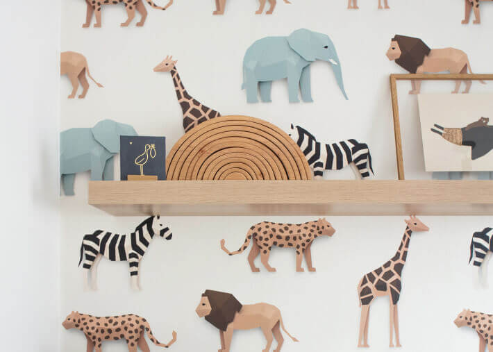 Papier-peint original style jungle motif safari...