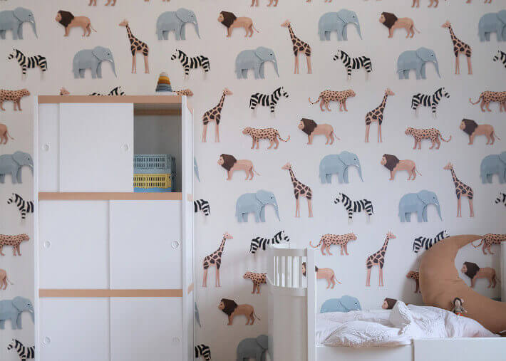 Papier-peint original style jungle motif safari...