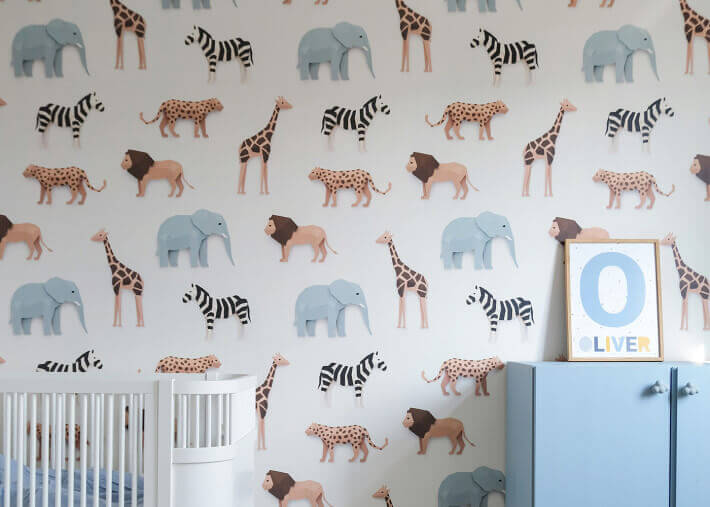 Papier-peint original style jungle motif safari...