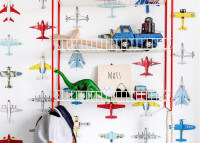 Papier-peint motifs avions fond blanc - Airplanes par studio ditte
