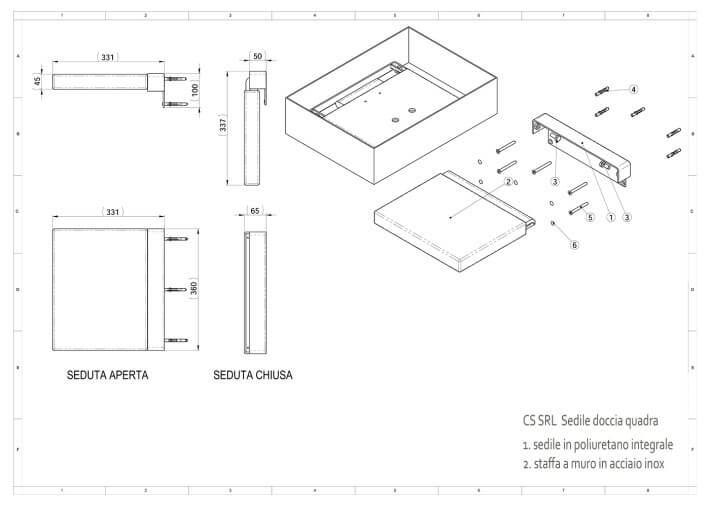 Assise de douche murale repliable design -...