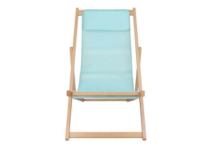 Transat relax pliant en frene massif et toile -...