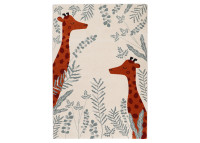 Tapis enfant theme girafes beige orange et vert - nisü par nattiot