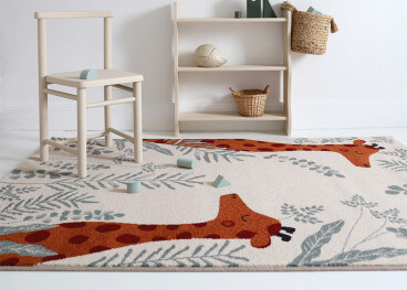 Tapis enfant theme girafes beige orange et vert - nisü... 2