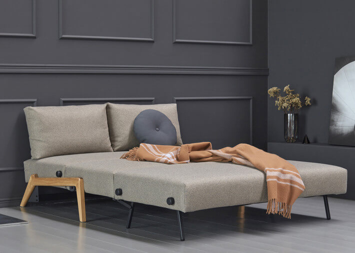 Canape lit compact pieds bois clair 2 tailles...