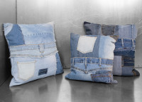 Coussin déco patchwork toile de jeans 2 tailles - pants par zoeppritz