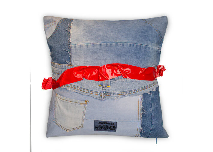 Coussin déco patchwork toile de jeans 2 tailles...