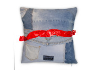 Coussin déco patchwork toile de jeans 2 tailles - pants par zoeppritz