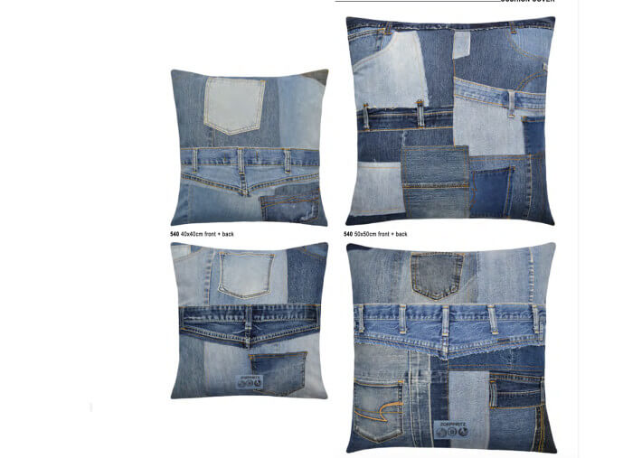 Coussin déco patchwork toile de jeans 2 tailles...