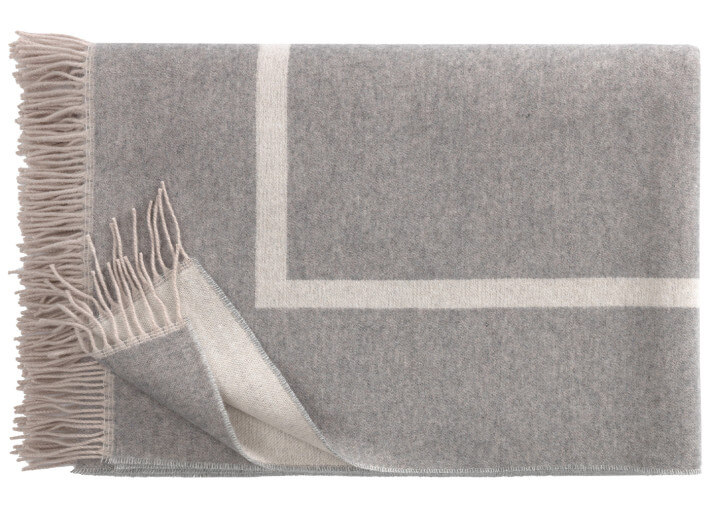 Plaid Sylt en cachemire et laine frangé – Franz...
