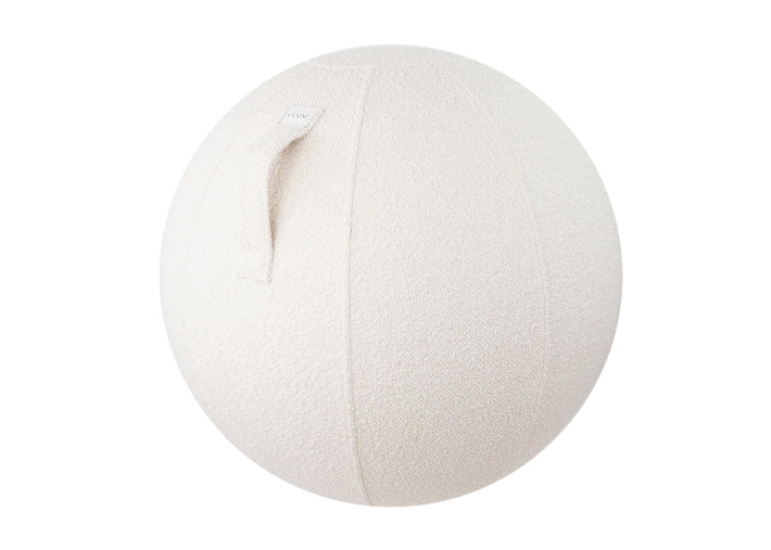 Pouf ballon en tissu bouclé beige ultra doux...