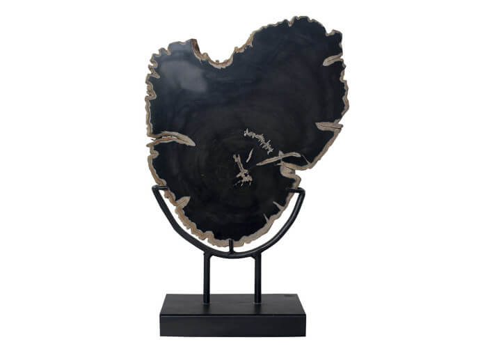 Pierre decorative en bois petrifie sur socle -...
