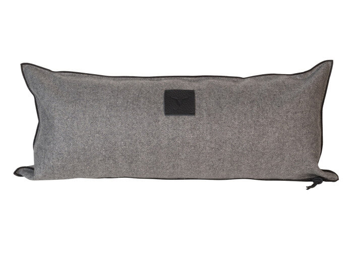 Housse de coussin en laine gris ou taupe -...