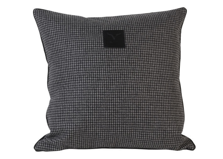 Housse de coussin en laine gris ardoise -...