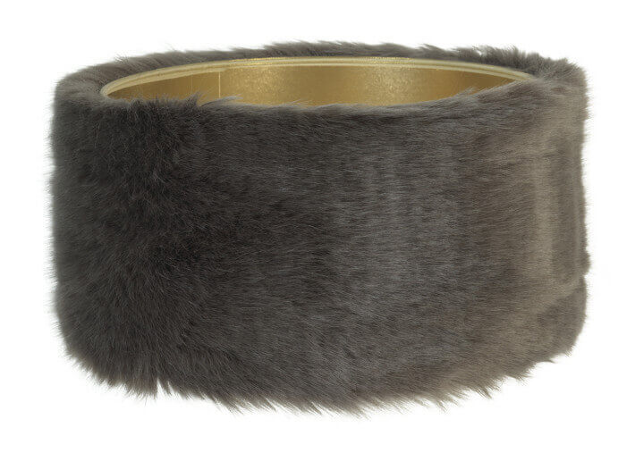 Abat-jour en fausse fourrure beige ou marron -...