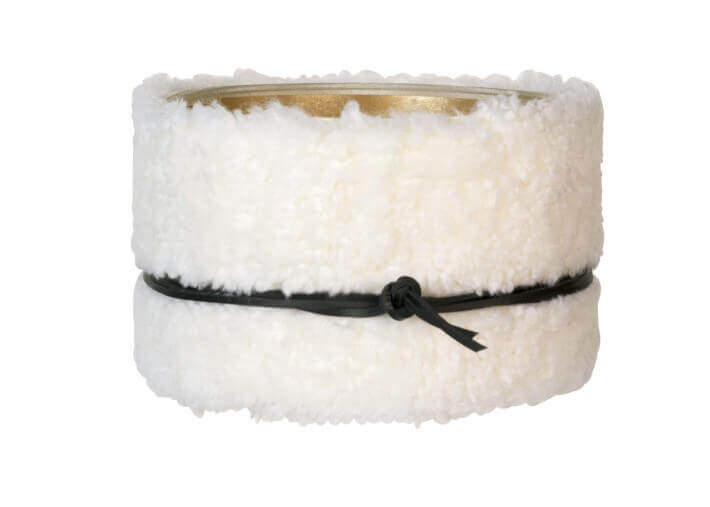 Abat-jour en fourrure ecrue ou noire - Curly...