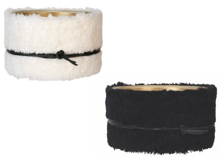 Abat-jour en fourrure ecrue ou noire - Curly...