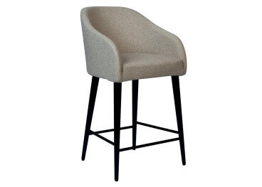 Tabouret haut en hêtre noir et tissu beige - Raymond par...