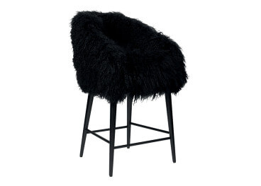 Tabouret de bar design en fourrure du tibet noir Raymond...