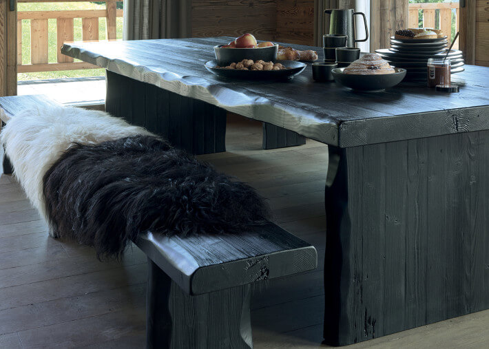 Table a manger esprit ferme en vieux bois -...