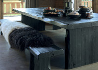 Table a manger esprit ferme en vieux bois - ferme par maison yak