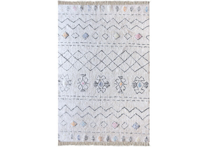 Tapis ivoire et motifs multicolores seabert -...