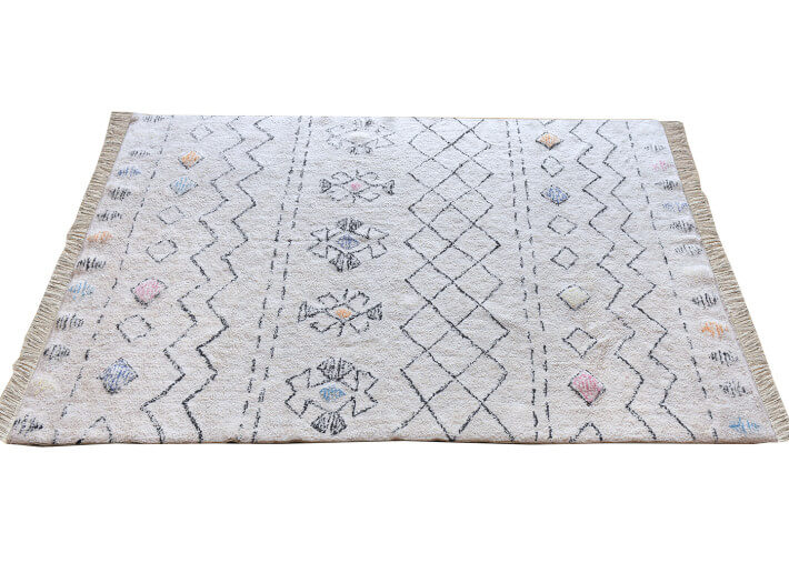 Tapis ivoire et motifs multicolores seabert -...