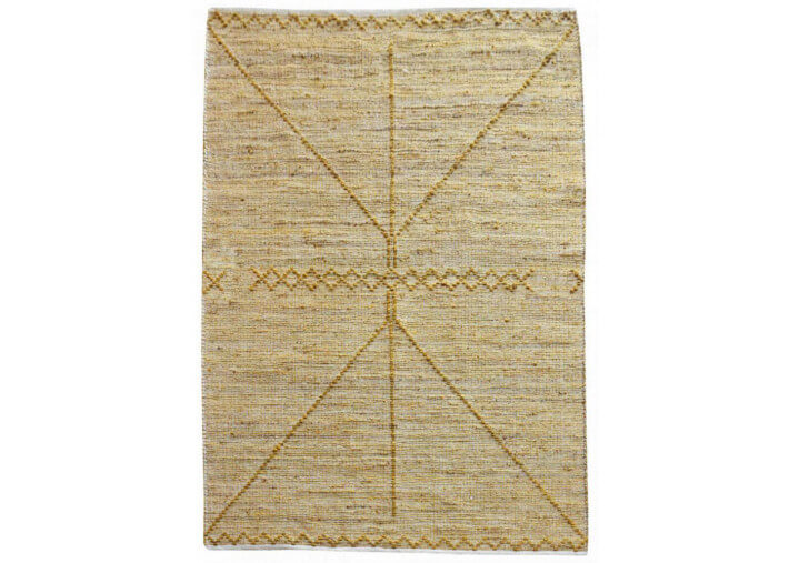 Tapis jaune or en chanvre tisse main - jiazi...